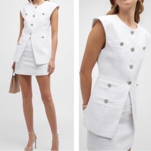 Veronica Beard Button Front Tamara Tweed Vest; 100% Cotton - Womens Size 6